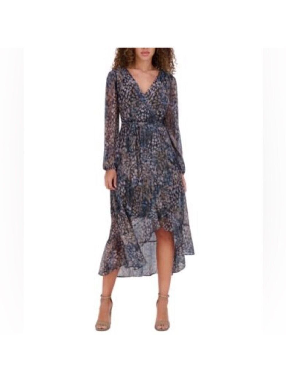 Kensie Women’s Printed High-Low Midi Dress Sz 12
